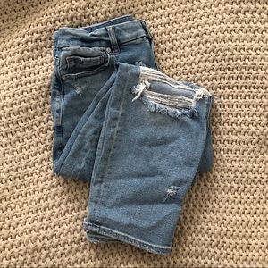 American Eagle Curvy Mom Jeans, size 10Short, light wash with rips
